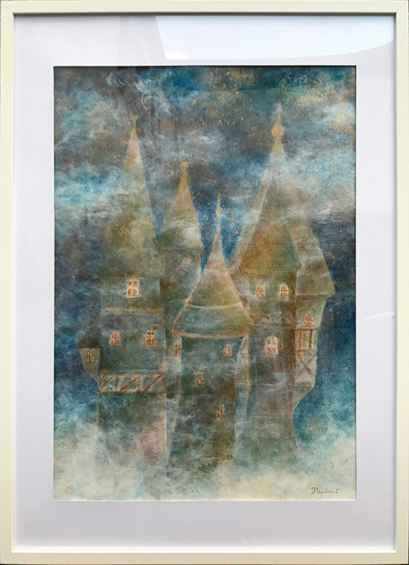 Troisième tableau représentant un château dans la brume